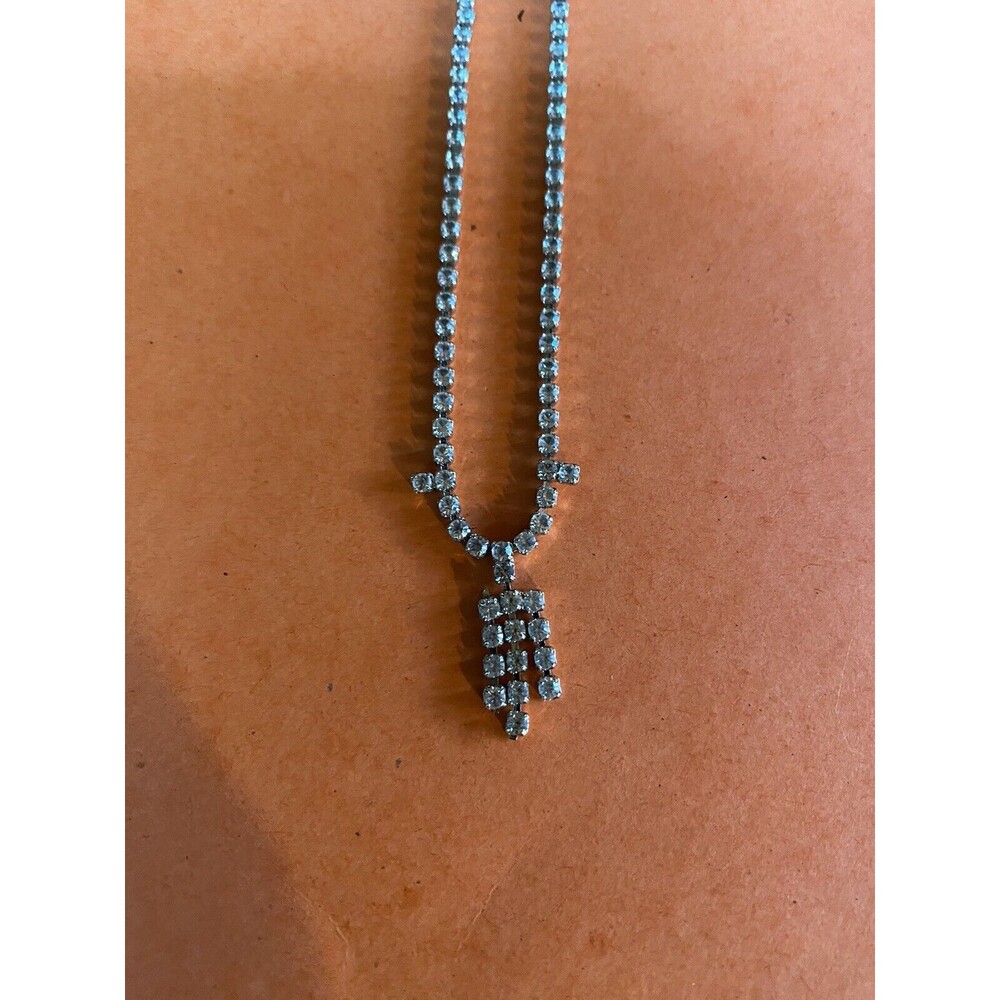 Women’s Necklace Silver Tone Cubic Zirconia 17”